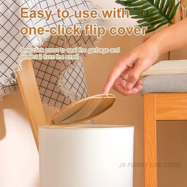 Nordic Style Garbage Container With Wood Grain Cover