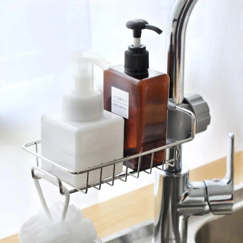 Kitchen Stainless Steel Sink Drain Rack Sponge Storage Faucet Holder Soap Drainer Towel Rack Shelf Organizer Kitchen Accessories