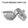 Stainless Steel Fruit Basket with Lid – 30cm Mesh Colander Bowl