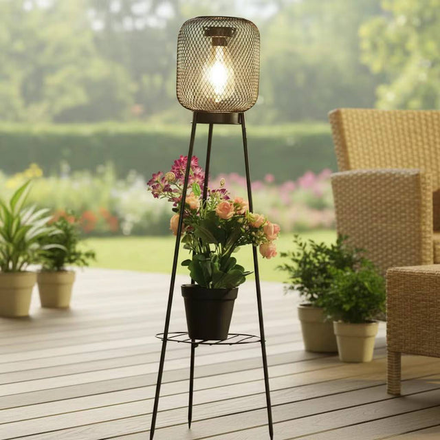 Solar garden lantern bronze mesh tripod plant stand patio — iDecorators Kenya