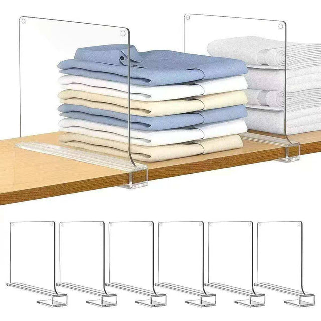 Shelf dividers clear acrylic wardrobe shelf with folded clothes — iDecorators Kenya
