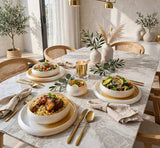 Dinner set golden pearl glass plates and soup bowl in restaurant setting — iDecorators Kenya