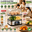 DSP 2-layer electric food steamer with LED display, 2.5L capacity, and 8-egg steaming tray for healthy cooking.