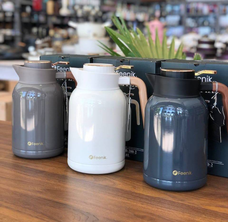 Vacuum flask grey white and charcoal on display table — iDecorators Kenya