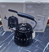 UAKEEN Germany retro stovetop kettle in cream white with chrome handle and lid knob, available in cream, grey and navy blue