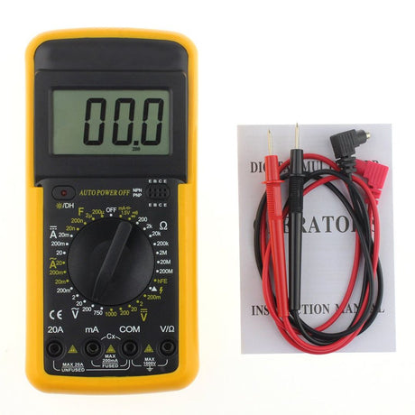 Digital LCD Voltmeter Ohmmeter Ammeter – Multi Test Meter

Display: Clear LCD screen for easy reading of measurements.

Functions: Measures voltage (V), current (A), and resistance (Ω) accurately.

Material: Durable ABS construction for long-lasting use.

Design: Lightweight and portable, ideal for home, workshop, or field testing.

Versatility: Suitable for electronics repair, electrical troubleshooting, and DIY projects