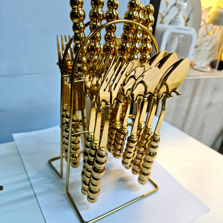 Luxury Gold Beaded Cutlery Set 