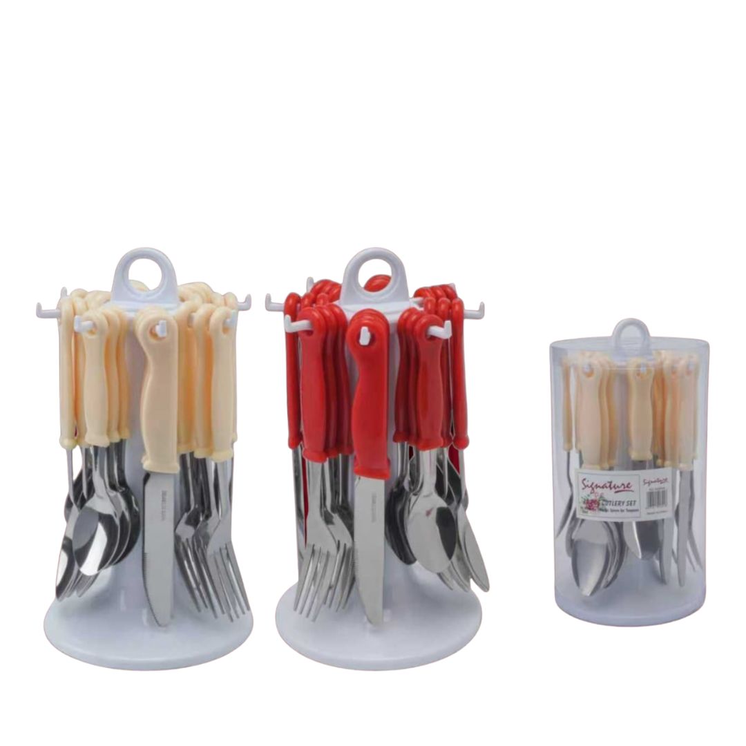 Cutlery set with stand 25 pieces