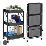 Foldable metallic mesh trolley rack — 3 layers
