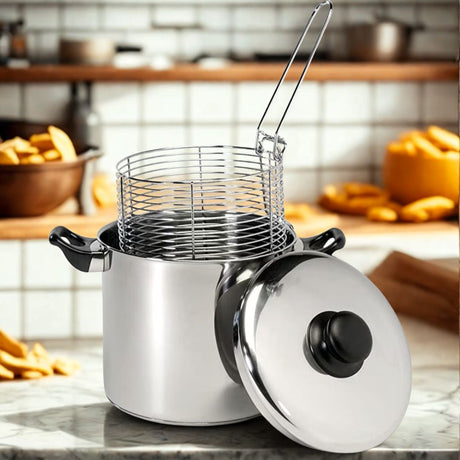 Stainless Steel Stovetop Deep Fryer with Frying Basket