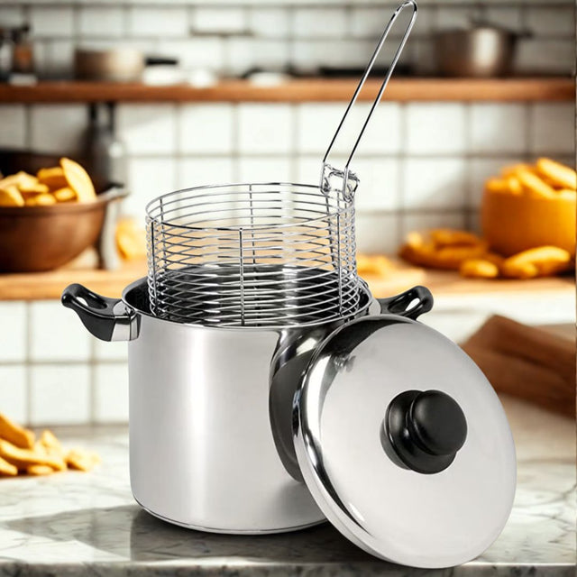 Stainless Steel Stovetop Deep Fryer with Frying Basket