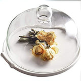 Large size glass cake cover with wooden holder diameter 30 cm