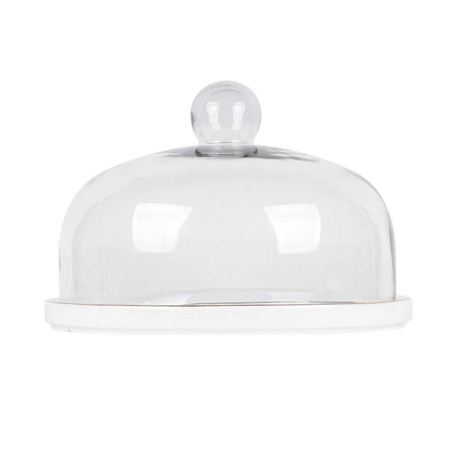 Large size glass cake cover with wooden holder diameter 30 cm