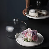 Large size glass cake cover with wooden holder diameter 30 cm