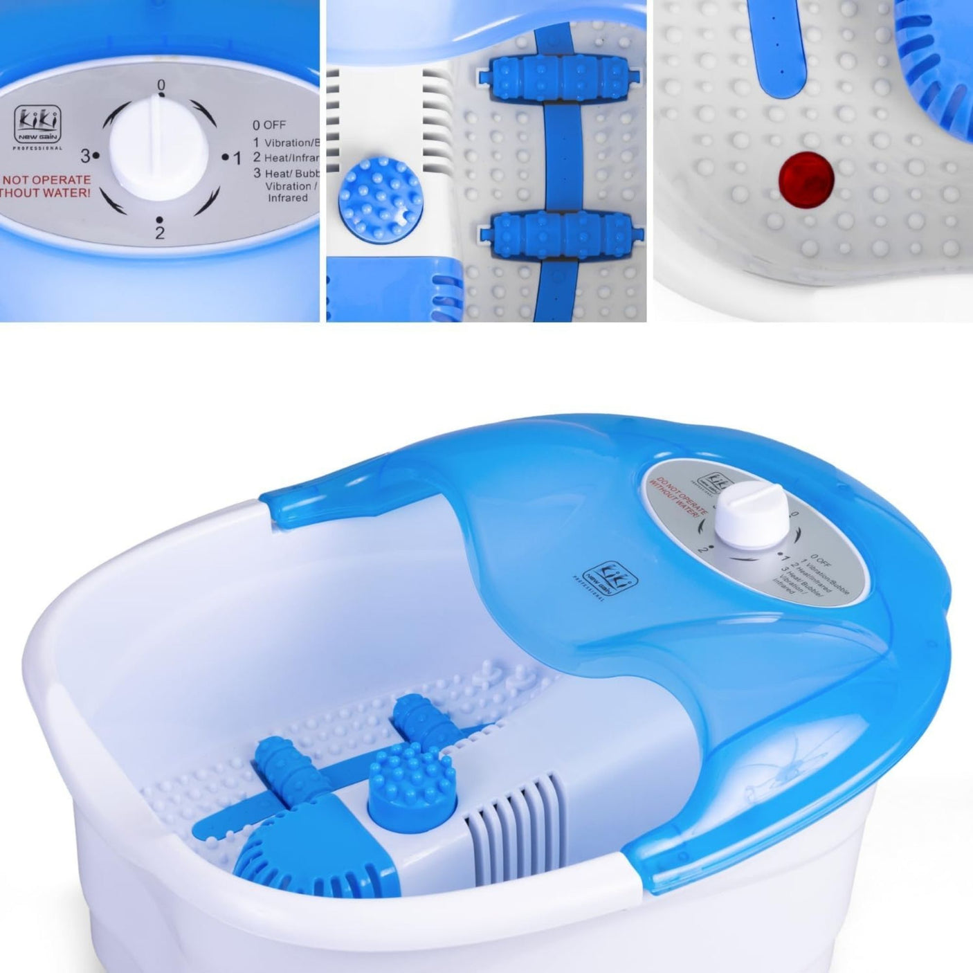 Foot Spa Massager with Infrared Heating

Relaxing heat and bubbles for ultimate foot massage at home

Equipped with 4 massage rollers for deep foot relaxation

Gentle vibration function to soothe tired feet

Infrared heating to improve blood circulation

Ideal for relieving stress and muscle tension