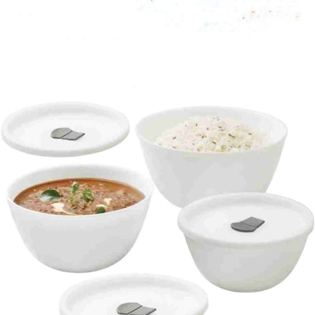 3 Pcs Serving & Mixing Bowls with Lids

This practical 3-piece serving and mixing bowl set is designed for everyday use in the kitchen. Each bowl comes with a tight-fitting plastic lid, making it perfect for mixing, serving, and storing food safely.

Set Includes:

1 Small Bowl – 700 ml

1 Medium Bowl – 1000 ml

1 Large Bowl – 1500 ml

Features:

Versatile Use: Ideal for mixing ingredients, serving salads, snacks, or storing leftovers.

Airtight Lids: Keeps food fresh and prevents spills during storage or t