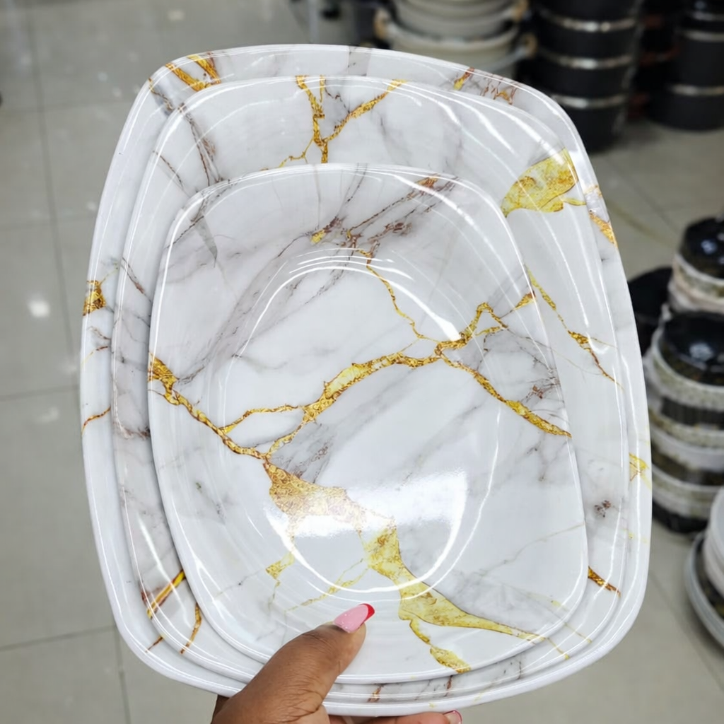 melamine printed plates set of 3