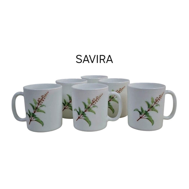 Mug set white with leaf design 6 pieces — iDecorators Kenya