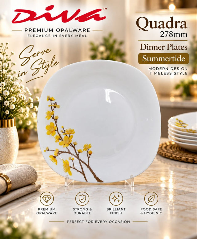 Diva Quadra Midnight Opalware Dinner Plate — 278mm.6 pcs