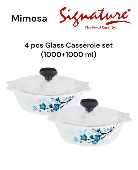 4 pcs Glass Casserole set with Plastic Lid 