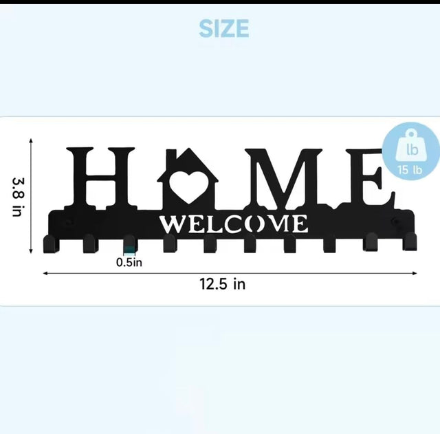 Key holder black metal Welcome Home design with keys hanging — iDecorators Kenya