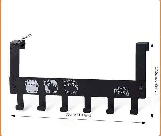 Over the Door Hook Rack 6 Hooks Black Metal | iDecorators Kenya