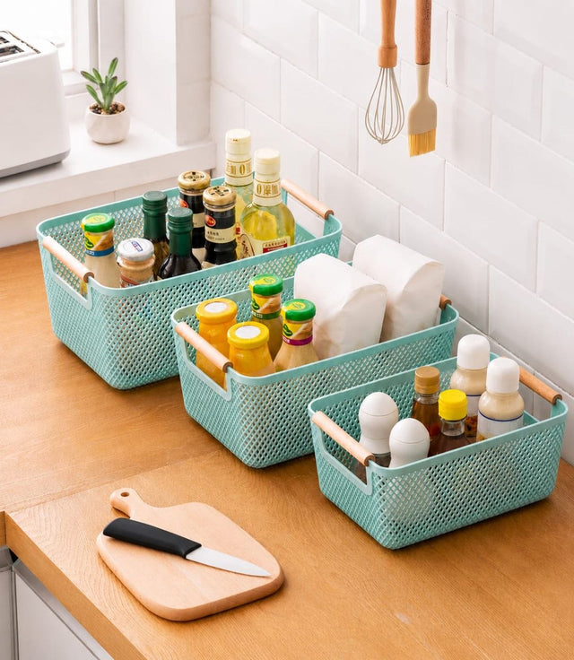Storage basket set mint perforated kitchen pantry — iDecorators Kenya