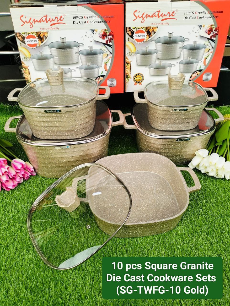 Square Granite Die Cast Cookware Sets 