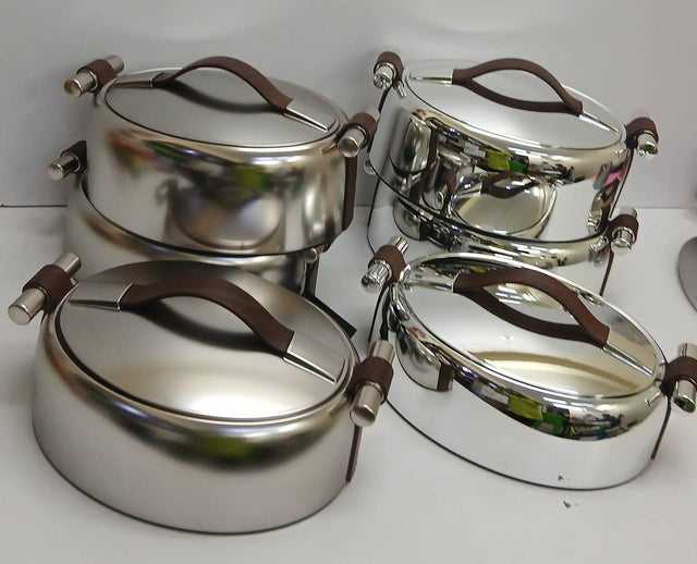Hotpot set stainless steel mirror finish oval with open lid — iDecorators Kenya
