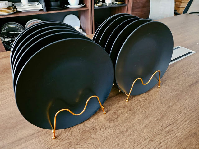 Matte Black Round Ceramic Dinner Plates