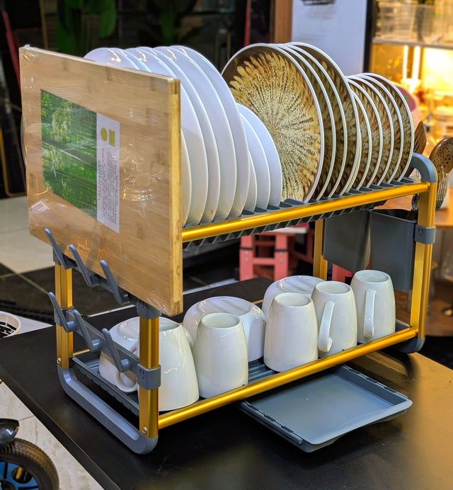 Heavy-Duty Aluminum Dish Drying Rack 2 tier