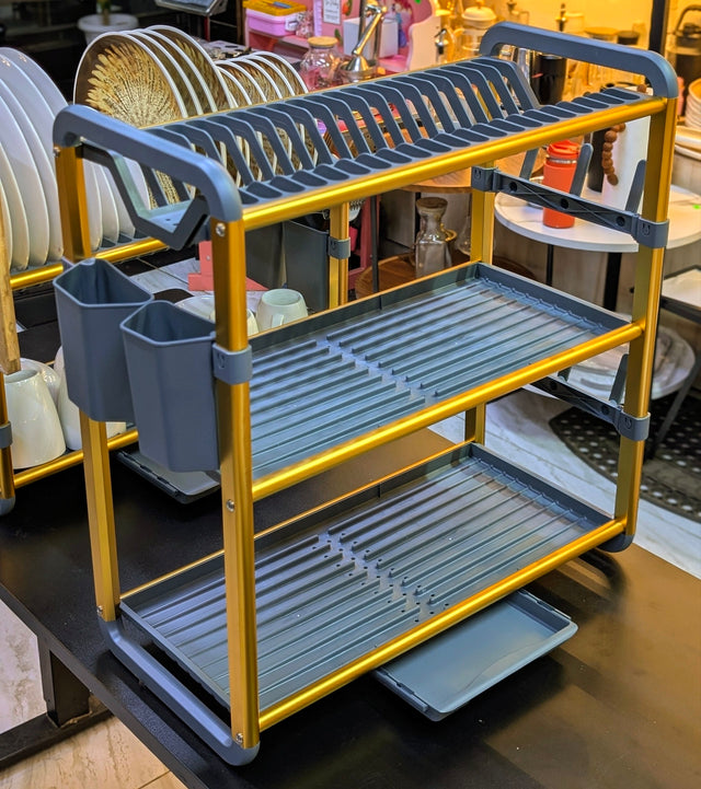 Heavy-Duty Aluminum Dish Drying Rack 3-tier