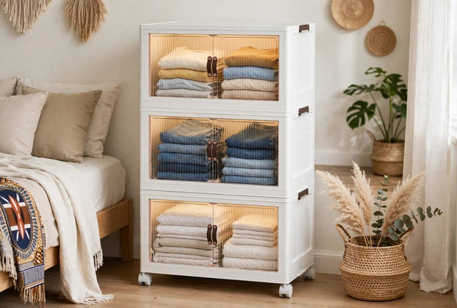 Storage cabinet white 3 tier with towels and toiletries in bathroom — iDecorators Kenya
