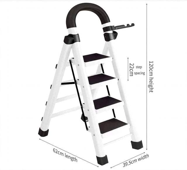 Step ladder white steel 4 step folding with dimensions — iDecorators Kenya