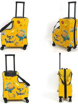 Unisex Kids Cartoon Travel Suitcases with a sit area