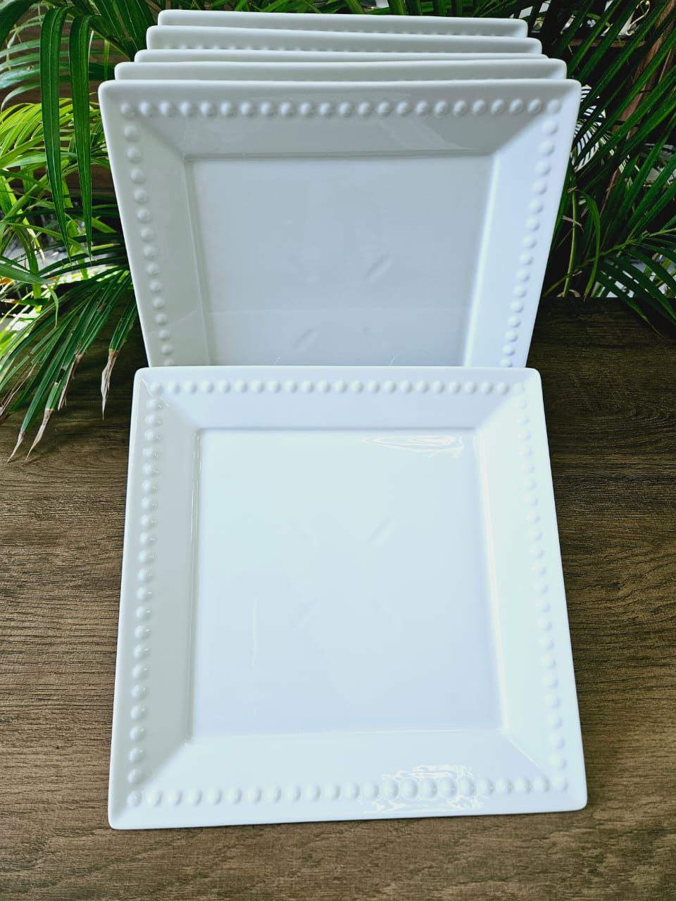 Classic White Square Porcelain Dinner Plates