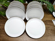 White Ribbed Porcelain Dinner Plates with Gold Rim