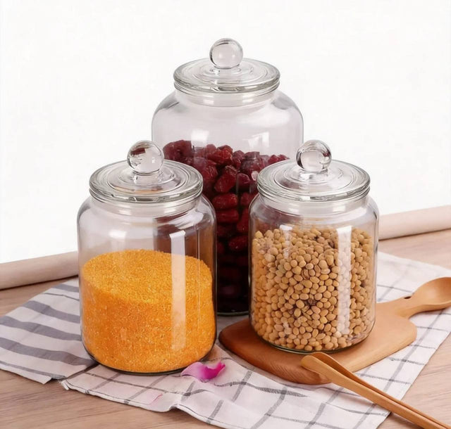 Clear Acrylic Storage Jars with Airtight Knob Lids