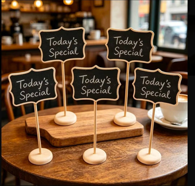 Mini Chalkboard Sign Set with Stands and Pen — 5 Pieces