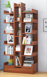 bookshelf Bookshelf with Drawer Wood Storage Rack for Books Utility Organizer Shelves for Living Room Bedroom Home Office bookcase