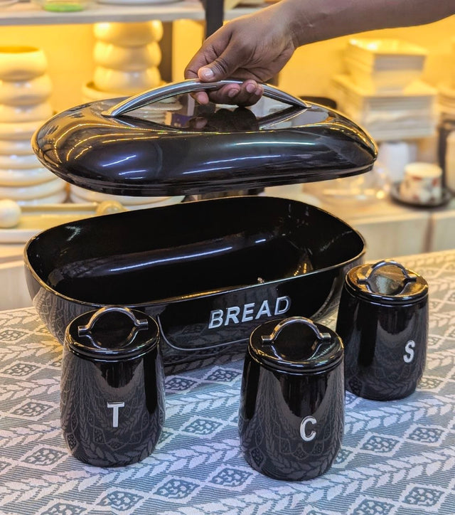 Modern Alloy Bread Bin & Canister Set