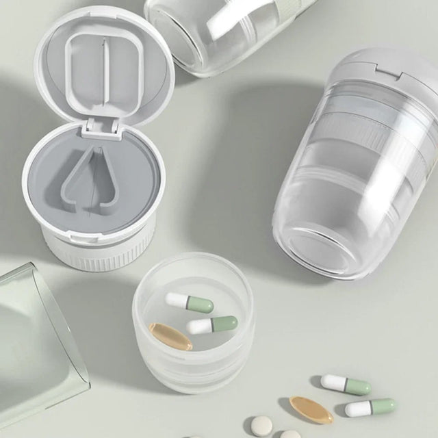 portable Pill Cutter & Medicine Storage Box 4 in 1 