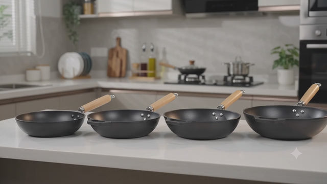 Pre-Seasoned Cast Iron Kadai with Wooden Handle