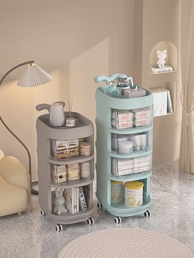 Multiple purposes Baby Supplies Shelf Whale Cart Floor To Floor Multi Story Bedroom Mobile Snack Storage Shelf PP