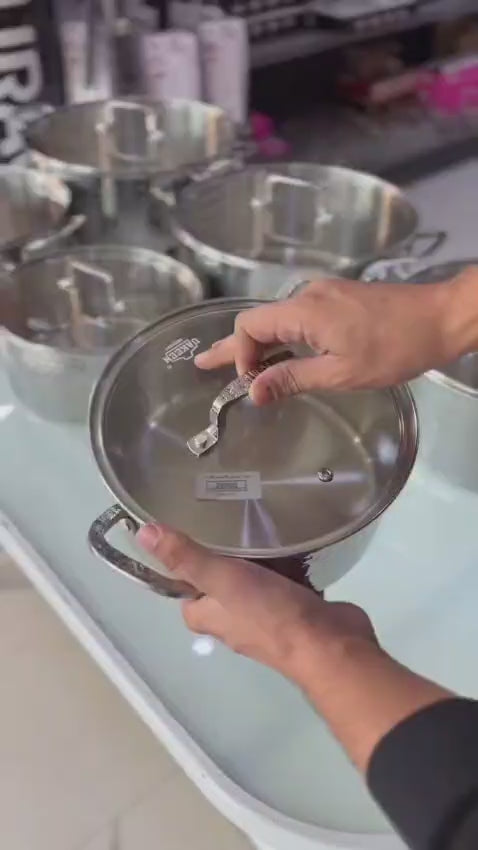 Premium High quality Tripply S/S Stainless steel cookware set with Hammered Patterned design