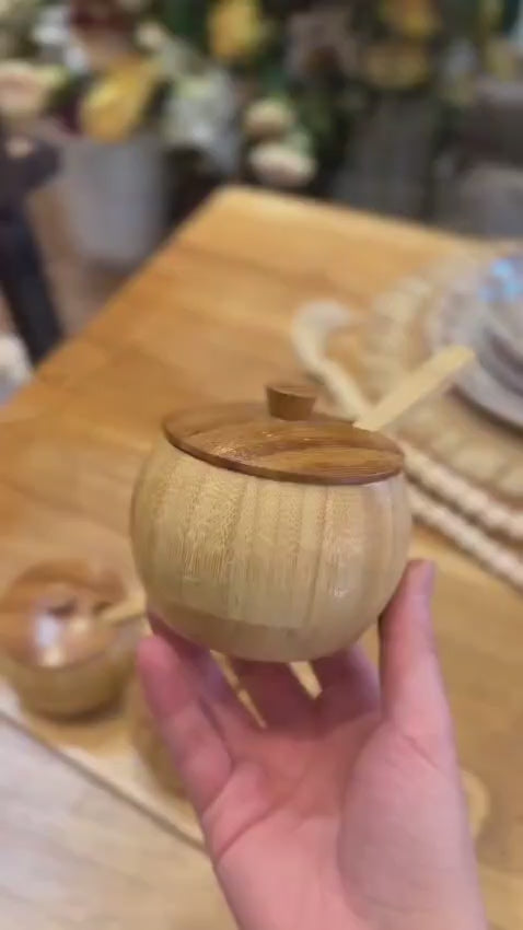 Bamboo condiment Jar set 3-Piece