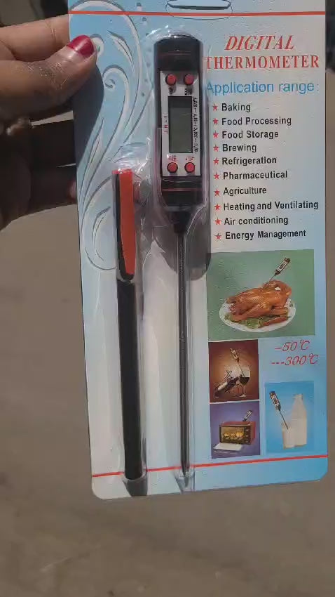 Digital food thermometer battery operated with led display