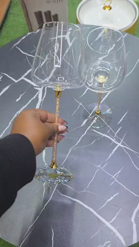 Premium quality Burgundy Crystal Wine glasses.2PCS
