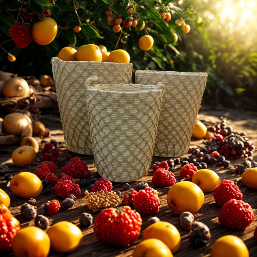 High Quality Set of 3 Stackable handmade baskets