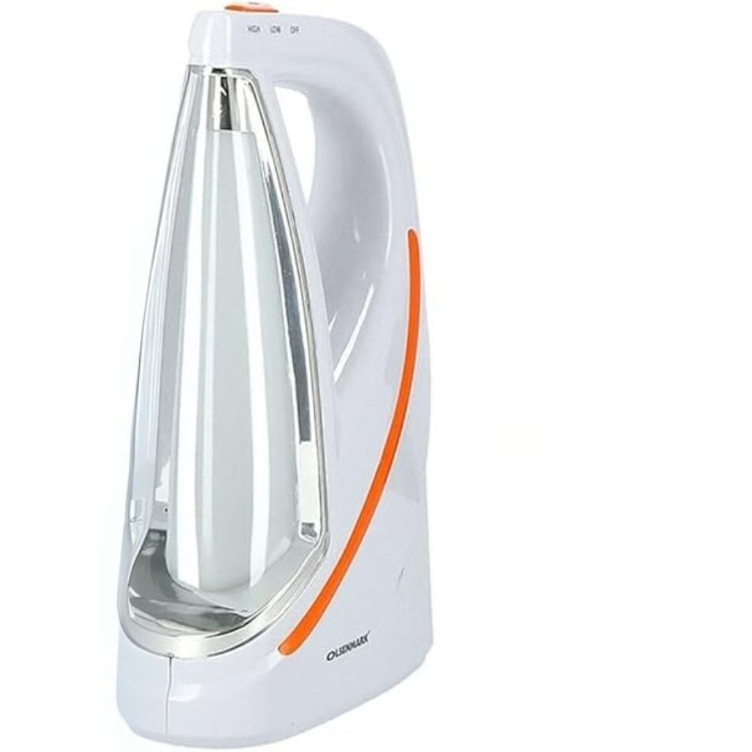 White and orange handheld vacuum cleaner on a white background
